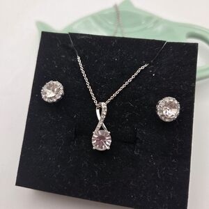 IBB CN Elegant Silver Jewelry Set with Crystal Accents